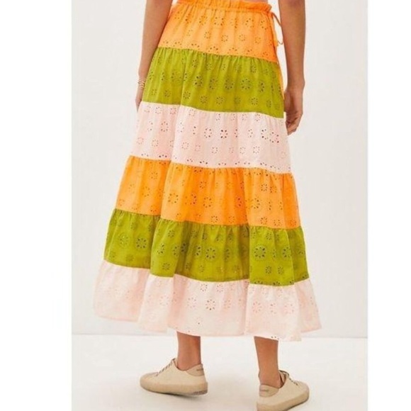 Anthropologie x Hutch Fantine Maxi Skirt Eyelet In Orange S - Picture 4 of 10
